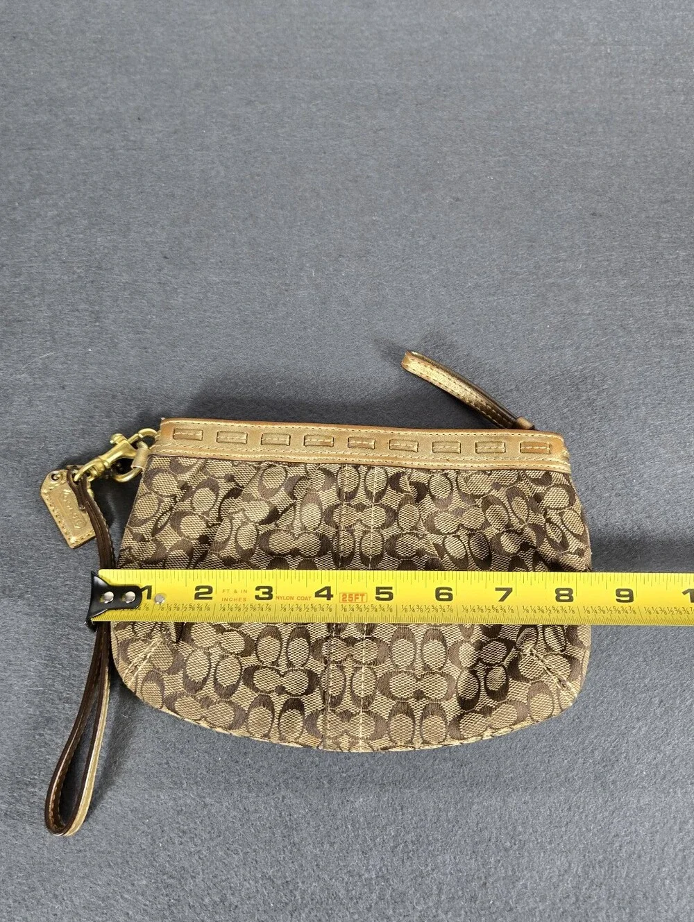 Coach Y2K Vintage Brown/Tan Signature Canvas Wristlet